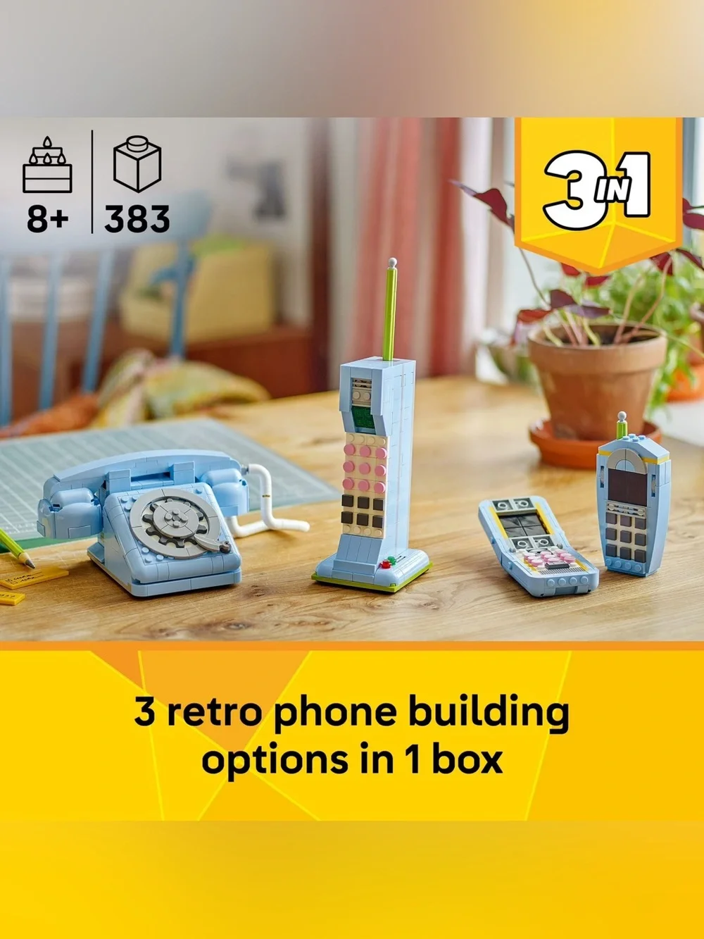 LEGO Creator 3 in 1 Retro Telephone Building Toy - Home Decor for Bedroom or Kid